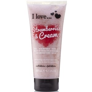 I Love Strawberries & Cream Sprchový peeling s vôňou jahôd a krému 200ml