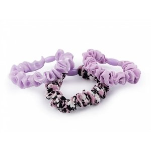 Textilné farebné gumičky do vlasov 3ks - fialová