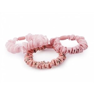 Textilné farebné gumičky do vlasov 3ks - ružová